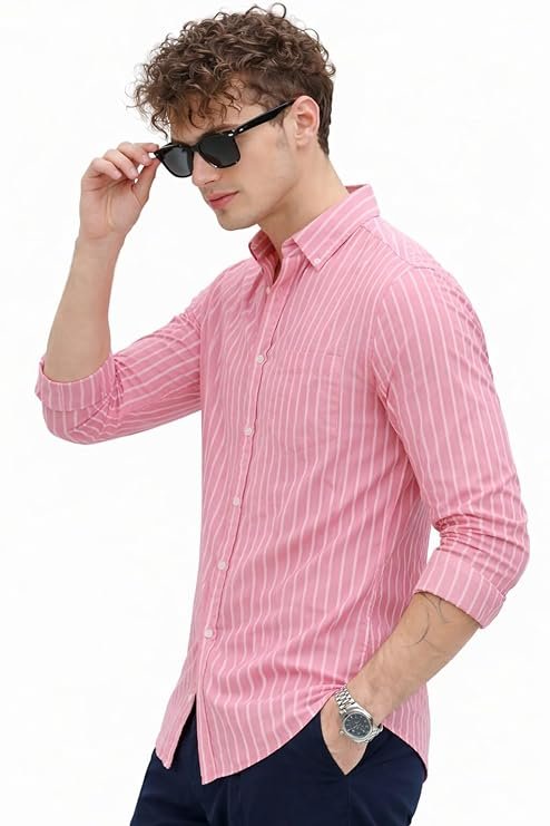 Men's Lenin Striped Stylish Latest Formal Plus Size Shirt for Men - Image 3