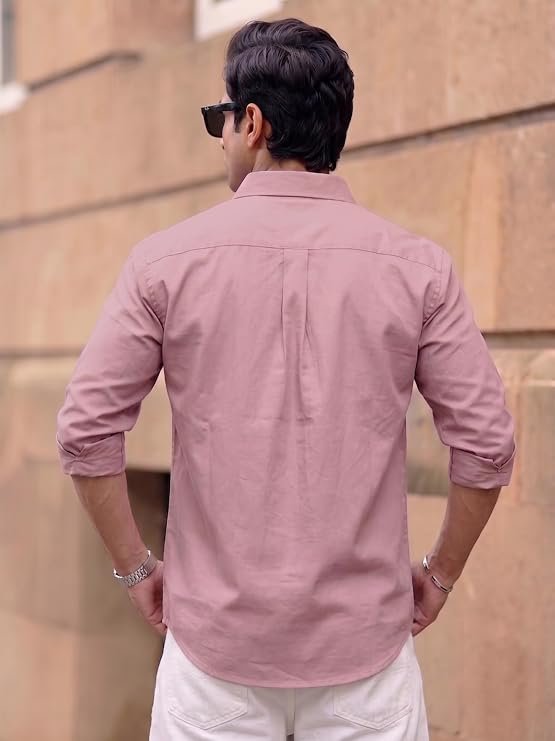 Men's Brown Solid Full Sleeve Casual Shirt with Chest Pocket - Image 2