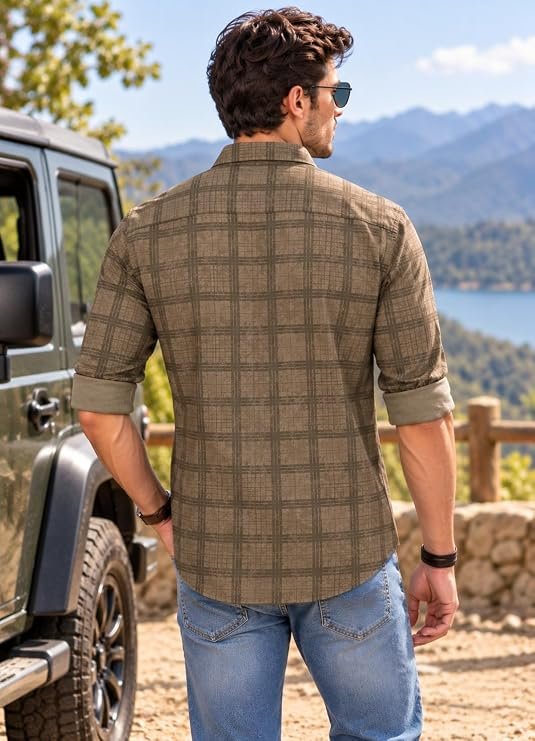 Man Cotton Checkered Slim Fit Casual Shirt For Men - Image 2