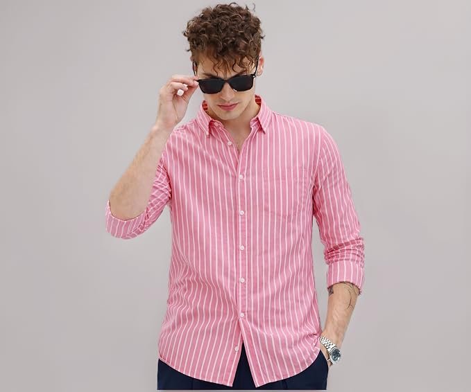 Men's Lenin Striped Stylish Latest Formal Plus Size Shirt for Men - Image 4